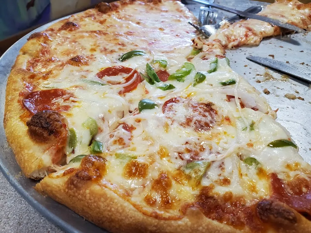 1 2 Pepperoni Green Peppers Onions and 1 2 Cheese for the Kiddos